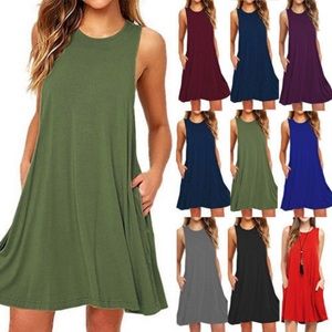 sleeveless pocket summer mini dress